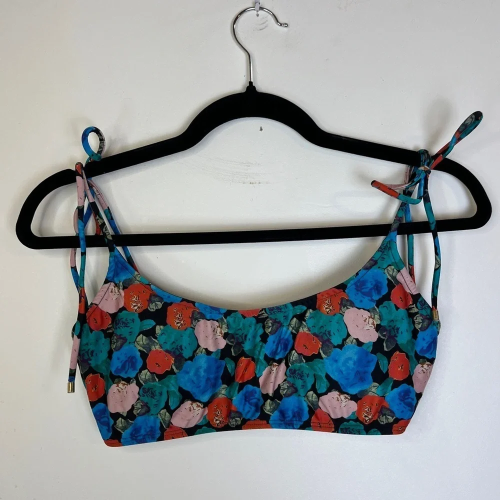 VIX Paula Hermanny Sz D Floral Bikini Top Adjustable Ties Bralette Swim Brazil